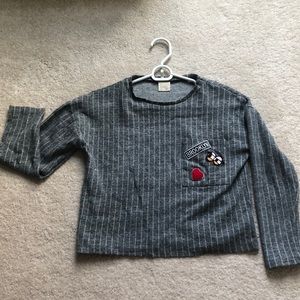 Zara girls gray striped sweatshirt